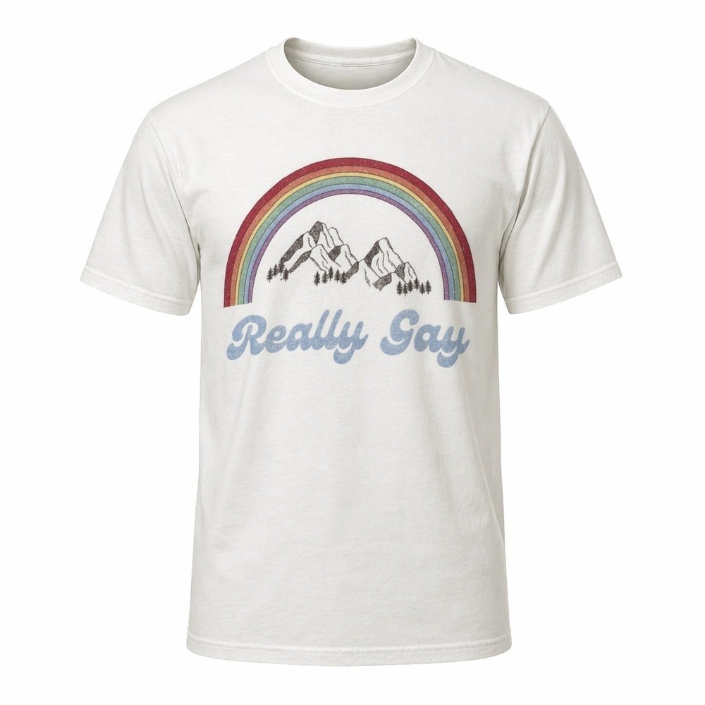 Unisex Adult 'Really Gay' Pride Rainbow T-Shirt Tee Size Medium Fun Funny White